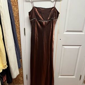 Y2K Brown Satin Slip Dress